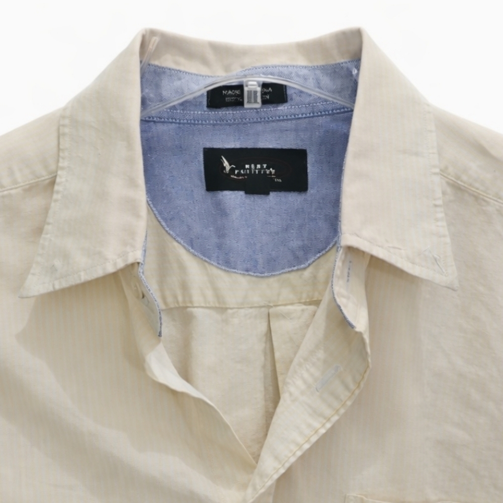 Bert Pulitzer Yellow Striped Mens Button Down Sz Lg